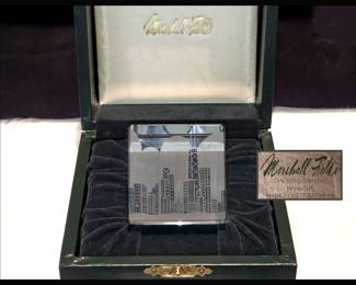 Marshall Fields Crystal Paperweight West Germany Chicago Skyline