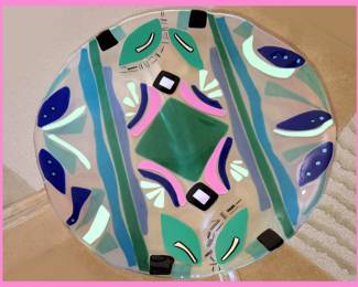 Large Colorful Glass Centerpiece Platter
