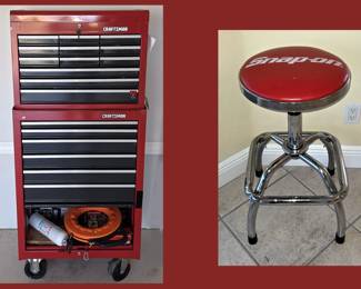 Craftsman Tool Chest with Tools and Snap-On Garage Stool