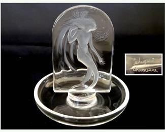 Excellent Lalique France Water Nymph Ring Holder Signed Lalique France 