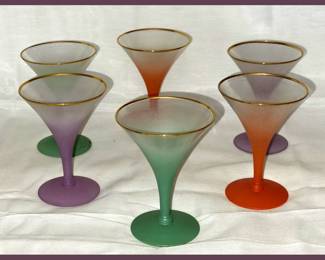Set of 6 Vintage Blendo Frosted Glasses