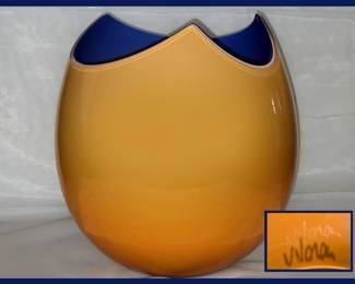 Large V Nason Murano Cased Glass Vase 