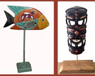 Fish and Mask on Stands 