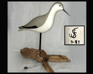 Signed Bird Carving on Stand 