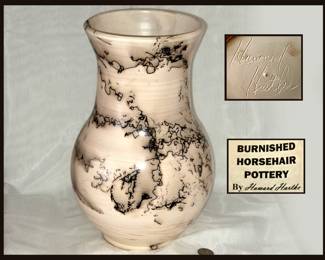 Horsehair Pottery Vase Signed Howard Hartke
