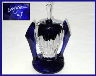 Beautiful Large Signed Cobalt Perfume Bottle