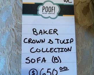 Baker Crown & Tulip Collection Sofa (B)