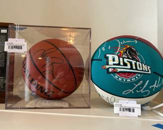 Pistons 1996-1997 Signed Basketball, Larry Bird Signed Basketball