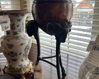 Wrought Iron Ram Plant Stand