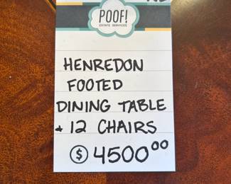 Henredon Footed Dining Table & 12 Chairs 