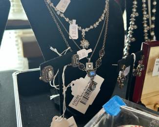 Sterling Judith Jack Earrings, Sterling Nicky Butler Necklace 