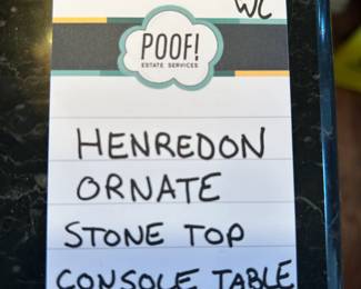 Henredon Ornate Stone Top Console Table