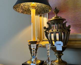 Chapman Brass Lamp Pair, Tiffany & Co Candlestick Set 