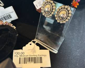 Vtg Mexican Sterling Earrings 