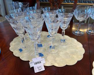 Ralph Lauren Glen Paid Wine Glasses ( set of 8 )