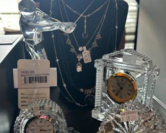 Mantle Clocks, Baccarat Crystal Golfer