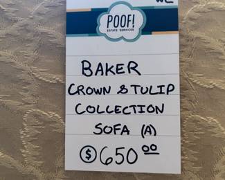 Baker Crown & Tulip Collection Sofa (A)