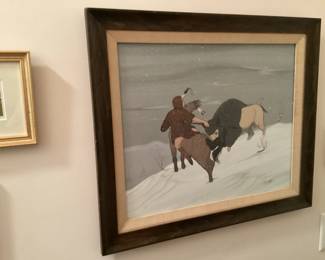 Native American Painting Buffalo Hunter by Robert Redbird