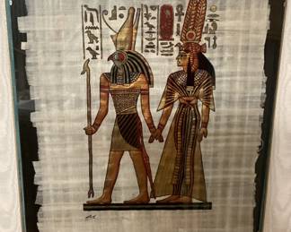 Egyptian Papyrus god Horus Leading Nefertari into Afterlife