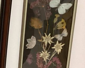 Vintage Austrian Pressed Dried Floral and Butterfies