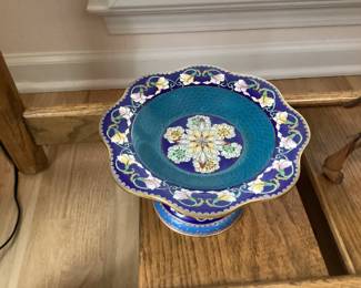 Teal Brass Coisonne Compote