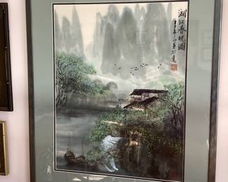 Chinese Landscape Painting of Mountain and Waterfall