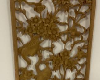 Vintage Chinese Relief Wood Panel