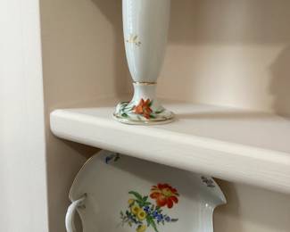 Vintage Bud Vase and Plate with Floral Pattern