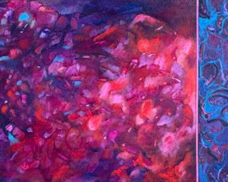 “Butterfly Nocturne”, an original acrylic on canvas by listed artist, Chuck Visgatis. This work measures in frame, 16.5” H x 26.5” W.

