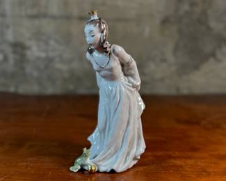 "Princess and the Frog", a sculpture designed by Lore Friedrich-Gronau for Rosenthal in the 1960s. Made in Germany and measures, 8” H x 4” W x 5” D.

