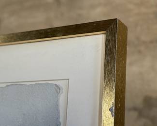 "Crossing Blue Green", an original mixed media work of art by listed artist, Andrea Way. This piece measures in frame, 38.25” H x 54.25” W. Andrea Way is an American artist currently based in Washington, D.C. Her geometric abstract works stem from a personal fascination with patterns and are based on a system of order and randomness that are labor-intensive, with a "punishing complexity".

