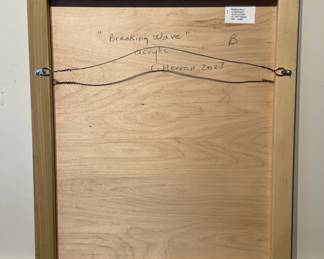 This lot features three (3) original acrylic on panels by listed Oregon artist, Cynthia Herron. Titled, "Breaking Wave", this triptych measures complete at 60” H x 24” W.

