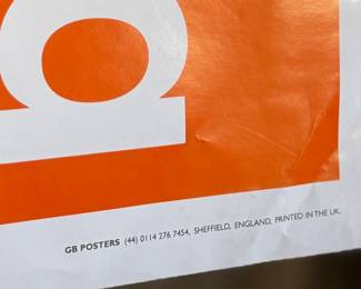 This lot features a Trainspotting movie poster that measures, 25” H x 35” W.

