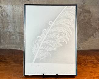 "Silverpoint #104, Feather", a limited edition lithograph by listed artist, Howard Hack. Edition 22/135, pencil signed, and measures in frame, 15” H x 11” W. Howard Edwin Hack (July 6, 1932 – June 11, 2015) was an American representational painter and graphic artist, with works in numerous museum collections. Known for an innovative approach to a variety of media, as well as use of traditional oil paints, Hack began working in the late 1940s.

