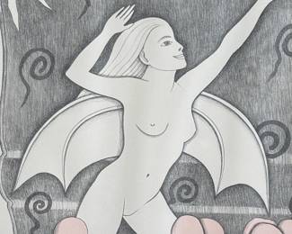 “The Match Book”, a limited edition lithograph by listed artist, Howard Hack. Edition 40/72, pencil signed circa 1972 and measures in frame, 30” H x 22” W. Howard Edwin Hack (July 6, 1932 – June 11, 2015) was an American representational painter and graphic artist, with works in numerous museum collections. Known for an innovative approach to a variety of media, as well as use of traditional oil paints, Hack began working in the late 1940s.

