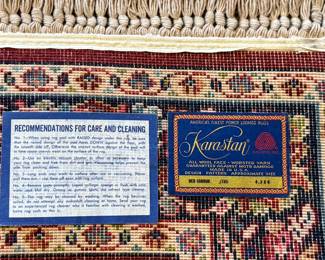 This lot features an authentic Karastan rug that measures, 72” H x 51” W. This rug comes from a pet friendly home.

