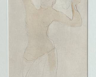 “Figure Study”, a professionally framed lithograph by listed artist, Auguste Rodin. This piece measures in frame, 21.5” H x 17.5” W.

