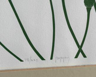 “Poppies”, a limited edition lithograph pencil signed by listed artist, Henry Evans. Edition 170/220 and measures in matting, 17.5” H x 24.5” W. Henry Evans (1918-1990) was a San Francisco Bay Area artist and printmaker known for his minimalist style botanical images. In 1949 he established the Peregrine Press in San Francisco where he began making books and prints for local Bay Area artists.

