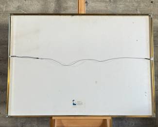 "Crossing Blue Green", an original mixed media work of art by listed artist, Andrea Way. This piece measures in frame, 38.25” H x 54.25” W. Andrea Way is an American artist currently based in Washington, D.C. Her geometric abstract works stem from a personal fascination with patterns and are based on a system of order and randomness that are labor-intensive, with a "punishing complexity".

