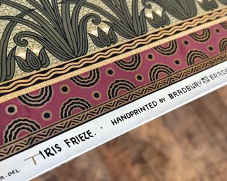 "Iris Frieze", a beautiful wallpaper border, handprinted by Bradbury Wallpapers in Benicia, CA in 1985. This piece measures, 30” H x 43.5” W.

