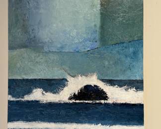 This lot features three (3) original acrylic on panels by listed Oregon artist, Cynthia Herron. Titled, "Breaking Wave", this triptych measures complete at 60” H x 24” W.

