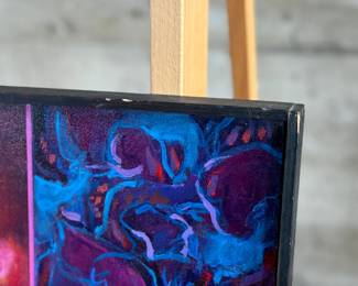 “Butterfly Nocturne”, an original acrylic on canvas by listed artist, Chuck Visgatis. This work measures in frame, 16.5” H x 26.5” W.

