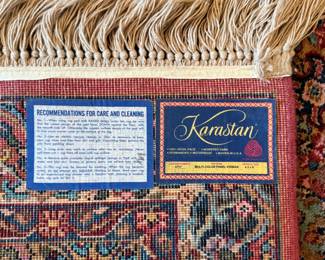 This lot features an authentic Karastan rug that measures, 72” H x 51” W. This rug comes from a pet friendly home.

