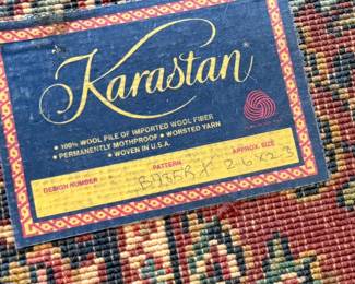 This lot features an authentic Karastan rug that measures, 30” H x 27” W. This rug comes from a pet friendly home.

