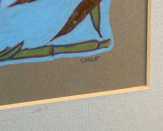 “Bamboo Groove”, an original mixed media work of art by listed artist, Jerry Cage circa 1996. This piece measures in frame, 12.75” H x 12.25” W.


