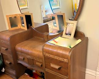 Art Deco Waterfall Mirrored Vanity 1930s