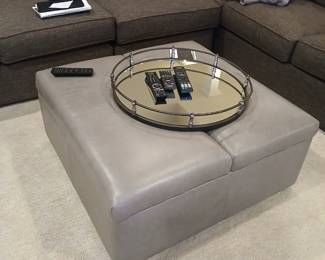 leather ottoman, storage unit