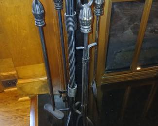 Iron fireplace tool set