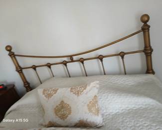  burnished brass bed, double headboard, mattress is clean and can go with the purchase
