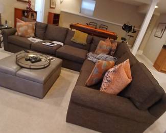 Belfort furniture 2) DARIUS 62" loveseat, mocha, 44" corner piece,